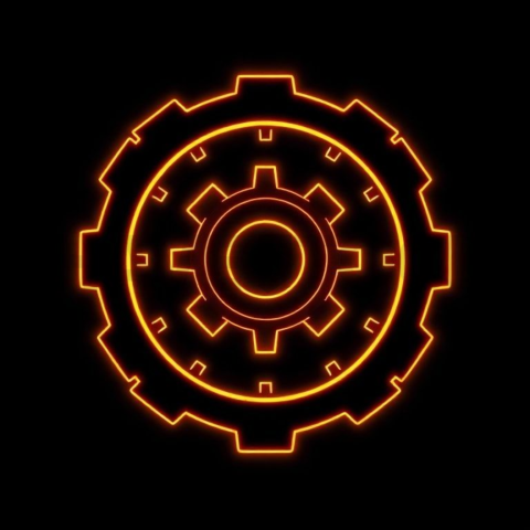 Gear Settings Icon Amber Medium Glow Dark Line Icon 2025 – 8K