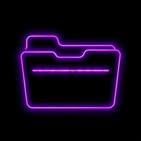 Folder Line Icon Purple Strong Glow Dark Line Icon 2025 – 8K