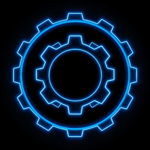 Gear Settings Icon Blue Electric Medium Glow Dark Line Icon 2025 – 8K