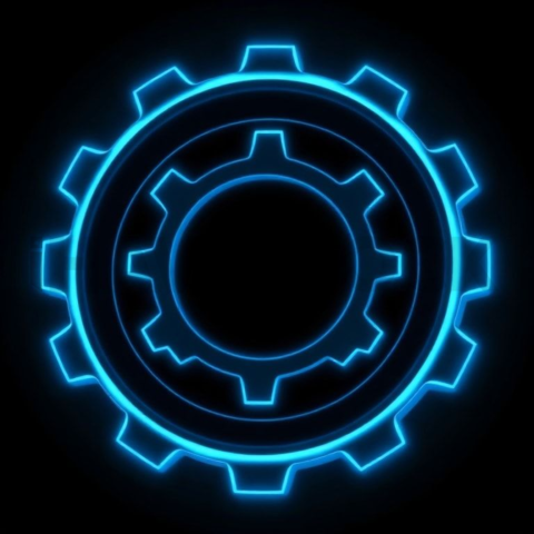 Gear Settings Icon Cyan Ultra Intense Glow Dark Line Icon 2025 – 8K