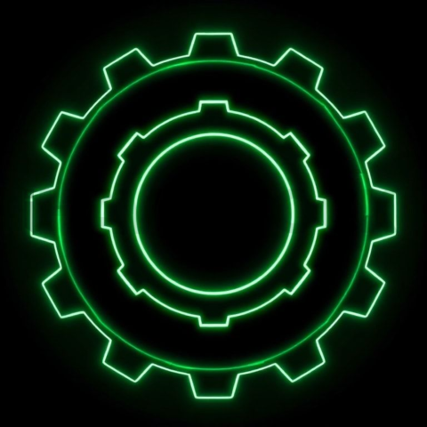 Gear Settings Icon Green Neon Strong Glow Dark Line Icon 2025 – 8K