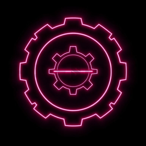 Gear Settings Icon Magenta Subtle Glow Dark Line Icon 2025 – 8K