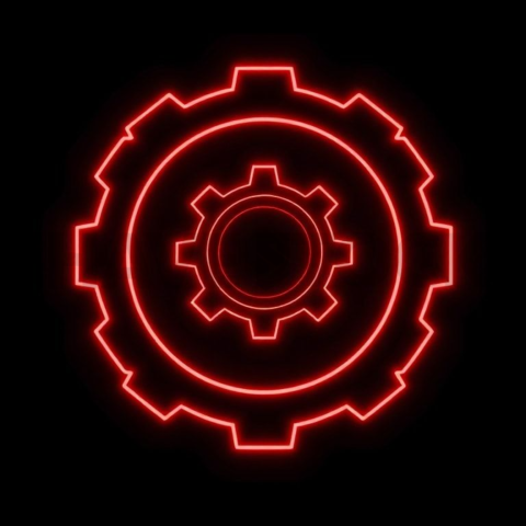 Gear Settings Icon Red Neon Subtle Glow Dark Line Icon 2025 – 8K