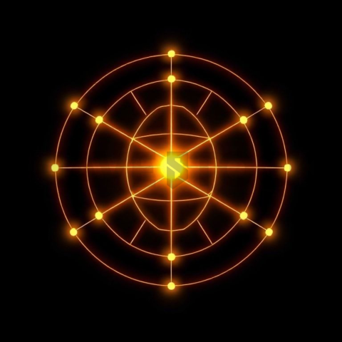 Globe Connection Icon Amber Strong Glow Dark Line Icon 2025 – 8K