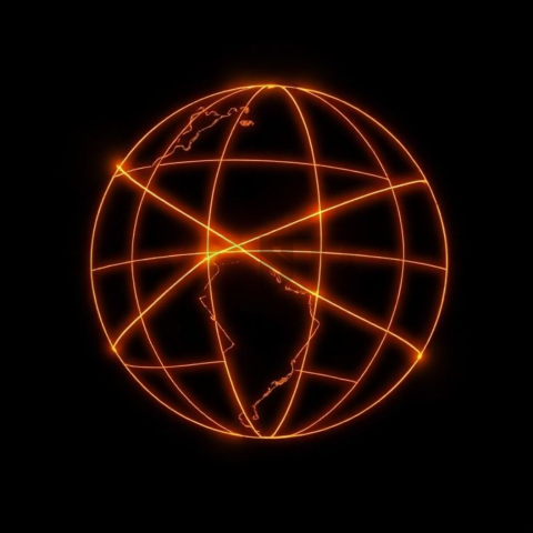 Globe Connection Icon Amber Subtle Glow Dark Line Icon 2025 – 8K