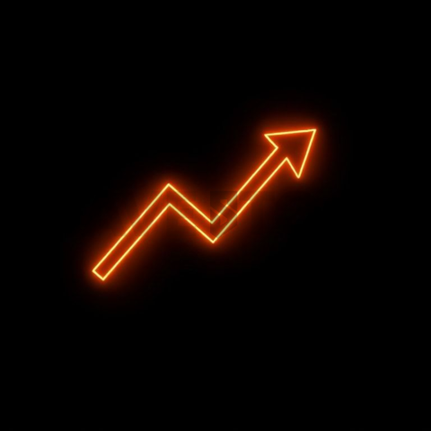 Growth Arrow Icon Amber Ultra Intense Glow Dark Line Icon 2025 – 8K