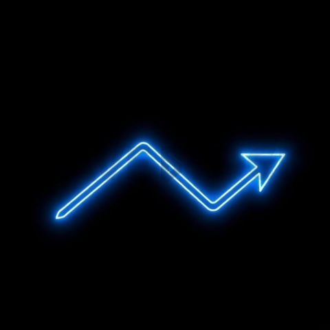 Growth Arrow Icon Blue Electric Subtle Glow Dark Line Icon 2025 – 8K