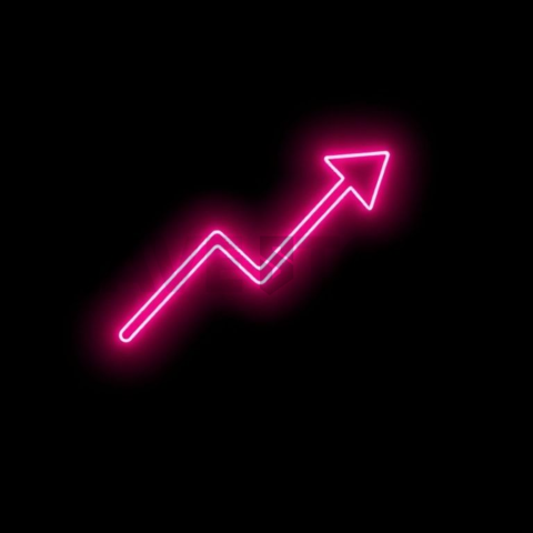 Growth Arrow Icon Magenta Medium Glow Dark Line Icon 2025 – 8K