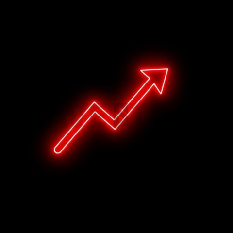 Growth Arrow Icon Red Neon Medium Glow Dark Line Icon 2025 – 8K