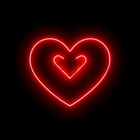 Heart Like Icon Red Neon Strong Glow Dark Line Icon 2025 – 8K