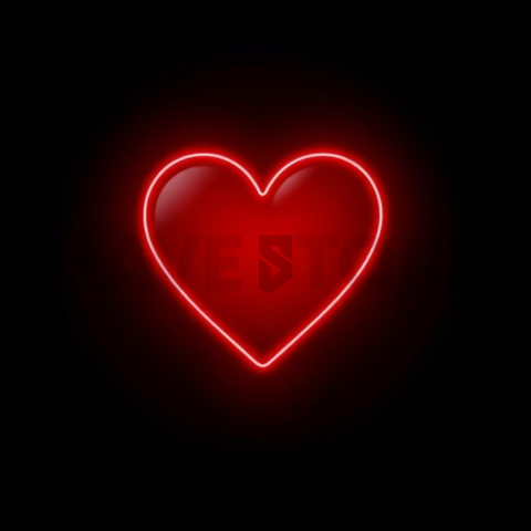 Heart Like Icon Red Neon Subtle Glow Dark Line Icon 2025 – 8K