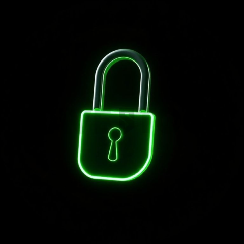 Lock Privacy Icon Green Neon Subtle Glow Dark Line Icon 2025 – 8K