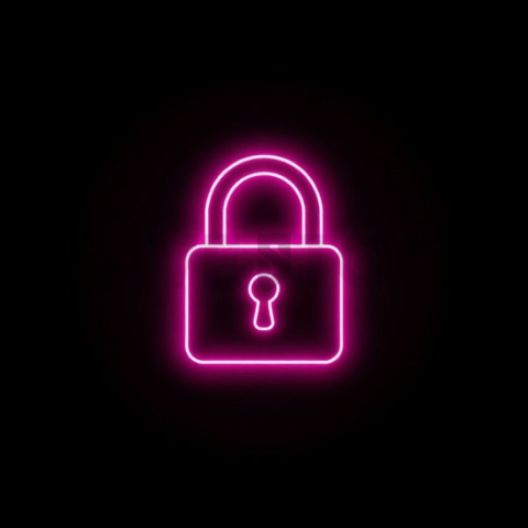 Lock Privacy Icon Magenta Strong Glow Dark Line Icon 2025 – 8K