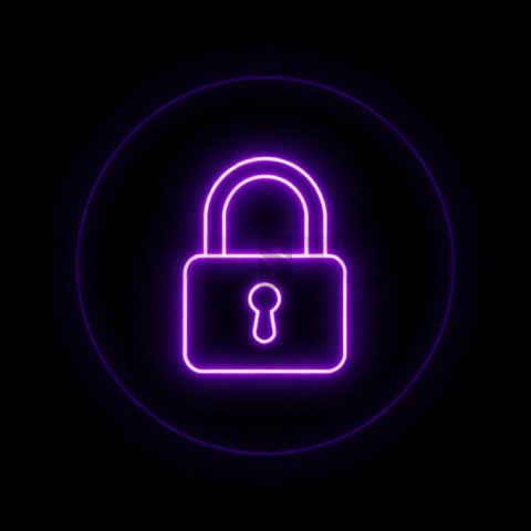 Lock Privacy Icon Purple Medium Glow Dark Line Icon 2025 – 8K