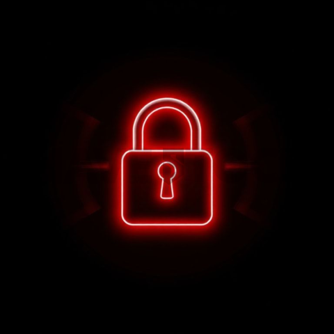 Lock Privacy Icon Red Neon Medium Glow Dark Line Icon 2025 – 8K