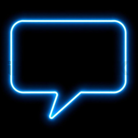 Message Bubble Icon Blue Electric Medium Glow Dark Line Icon 2025 – 8K