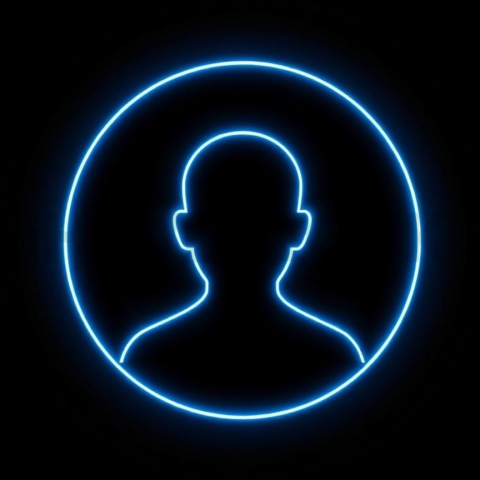 Minimal User Avatar Icon Blue Electric Medium Glow Dark Line Icon 2025 – 8K