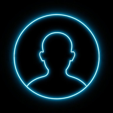 Minimal User Avatar Icon Cyan Subtle Glow Dark Line Icon 2025 – 8K
