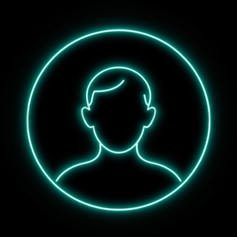 Minimal User Avatar Icon Emerald Strong Glow Dark Line Icon 2025 – 8K