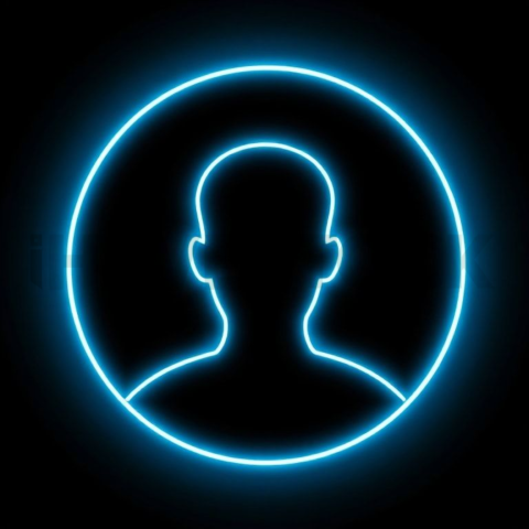Minimal User Avatar Icon Cyan Ultra Intense Glow Dark Line Icon 2025 – 8K