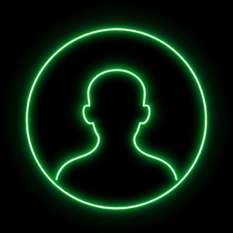 Minimal User Avatar Icon Green Neon Medium Glow Dark Line Icon 2025 – 8K