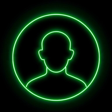 Minimal User Avatar Icon Green Neon Ultra Intense Glow Dark Line Icon 2025 – 8K
