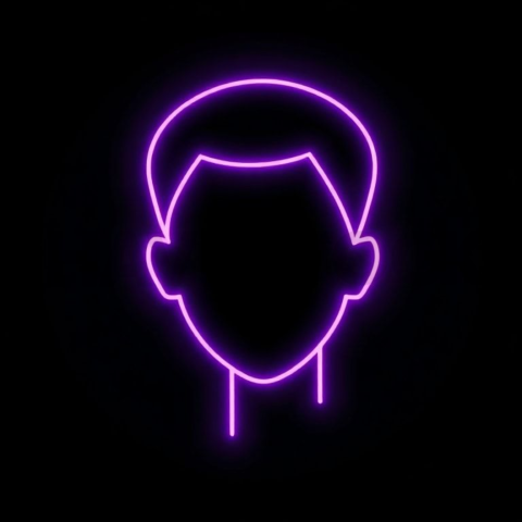 Minimal User Avatar Icon Purple Ultra Intense Glow Dark Line Icon 2025 – 8K