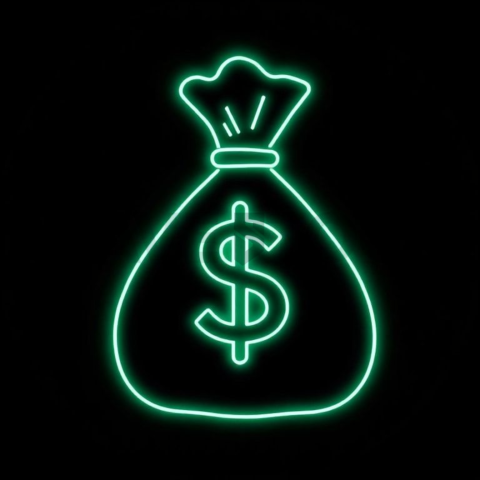 Money Bag Line Icon Emerald Medium Glow Dark Line Icon 2025 – 8K