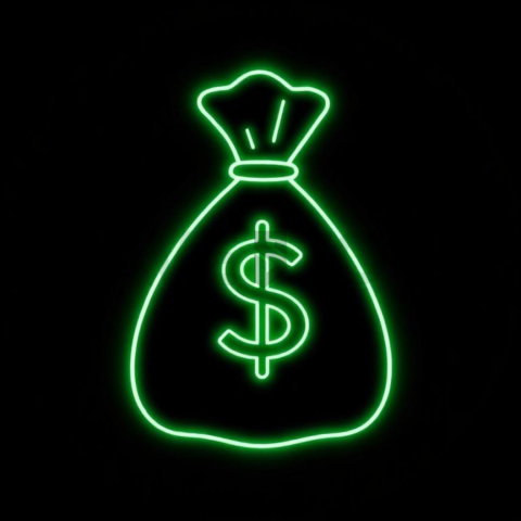 Money Bag Line Icon Green Neon Medium Glow Dark Line Icon 2025 – 8K