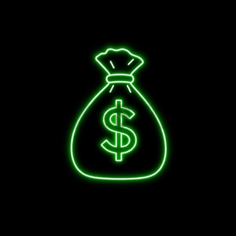 Money Bag Line Icon Green Neon Subtle Glow Dark Line Icon 2025 – 8K
