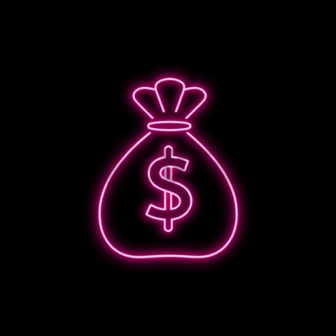 Money Bag Line Icon Magenta Medium Glow Dark Line Icon 2025 – 8K
