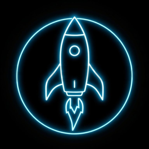 Rocket Line Icon Cyan Subtle Glow Dark Line Icon 2025 – 8K