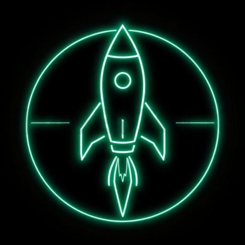 Rocket Line Icon Emerald Ultra Intense Glow Dark Line Icon 2025 – 8K