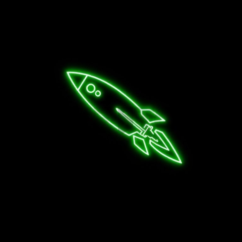 Rocket Line Icon Green Neon Ultra Intense Glow Dark Line Icon 2025 – 8K
