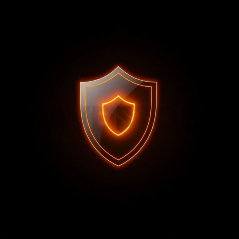 Shield Security Icon Amber Medium Glow Dark Line Icon 2025 – 8K