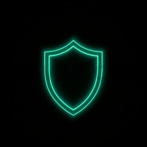 Shield Security Icon Emerald Strong Glow Dark Line Icon 2025 – 8K