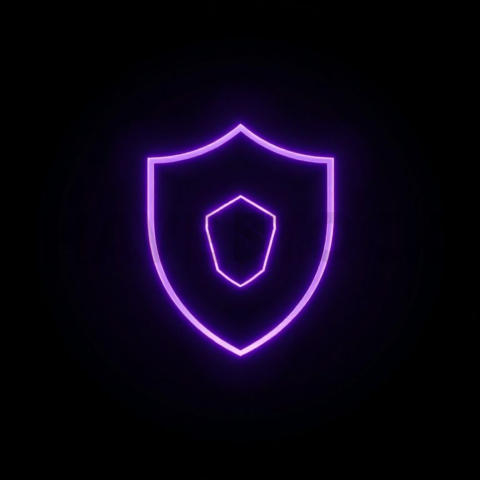 Shield Security Icon Purple Medium Glow Dark Line Icon 2025 – 8K
