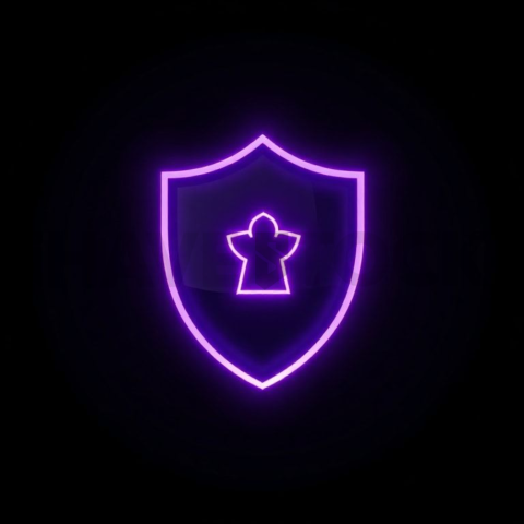 Shield Security Icon Purple Strong Glow Dark Line Icon 2025 – 8K