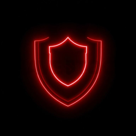 Shield Security Icon Red Neon Ultra Intense Glow Dark Line Icon 2025 – 8K