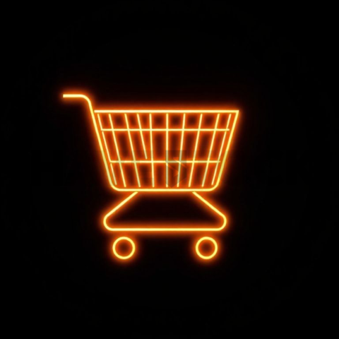 Shopping Cart Icon Amber Medium Glow Dark Line Icon 2025 – 8K