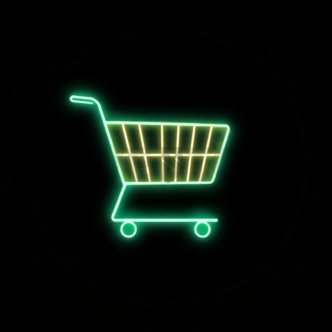 Shopping Cart Icon Emerald Subtle Glow Dark Line Icon 2025 – 8K