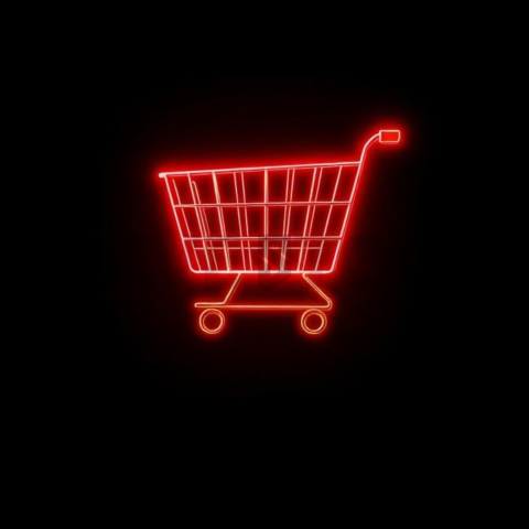 Shopping Cart Icon Red Neon Ultra Intense Glow Dark Line Icon 2025 – 8K