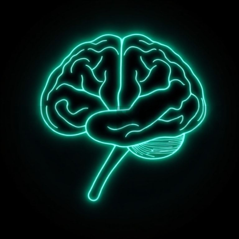 AI Brain Circuit Icon Emerald Ultra Intense Glow Dark Line Icon 2025 – 8K