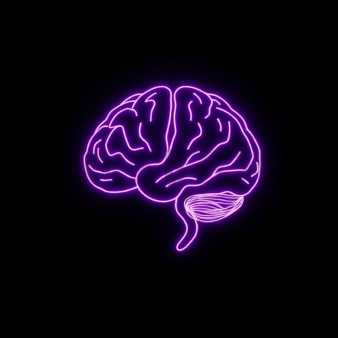 AI Brain Circuit Icon Purple Subtle Glow Dark Line Icon 2025 – 8K