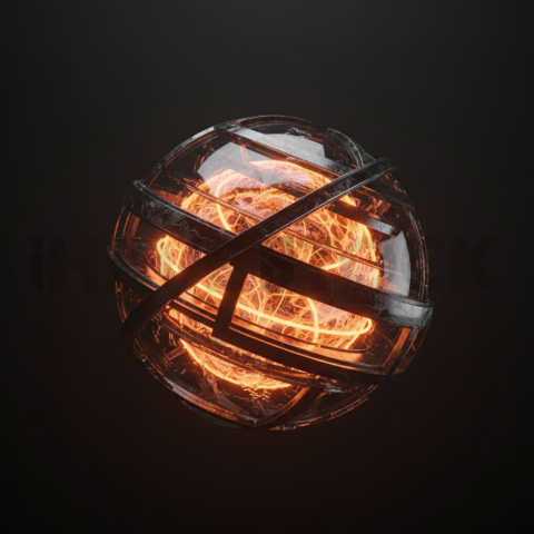 Neon Energy Core Render Orange Fire Glow 2025 – 8K Minimal Black UI Mockup