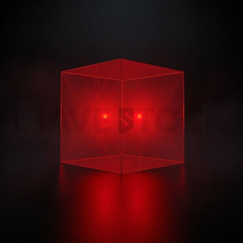 Neon Glow Polygonal Cube Amber Glow 2025 – 8K Minimal Black UI Mockup