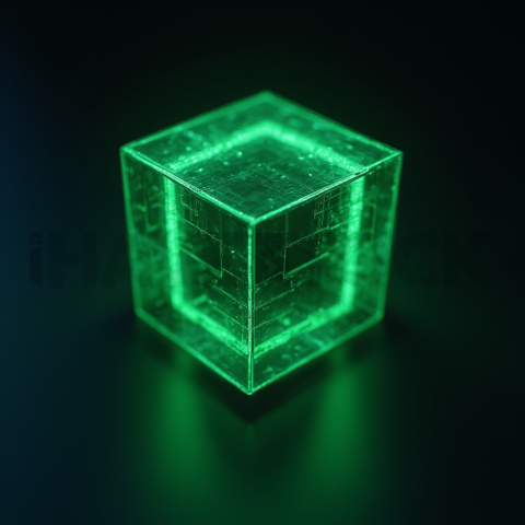 Neon Glow Polygonal Cube Green Neon Glow 2025 – 8K Minimal Black UI Mockup