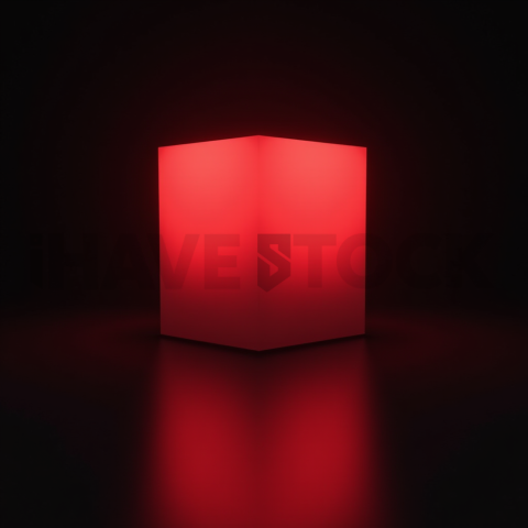 Minimalism Glassmorphism Cube Render Red Glow 2025 – 8K Minimal Black UI Mockup