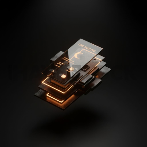 Premium Dark Mode Widget Amber Glow 2025 – 8K Minimal Black UI Mockup