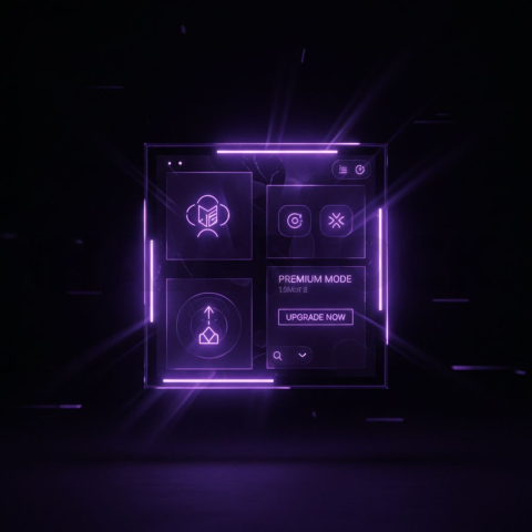 Premium Dark Mode Widget Purple Glow 2025 – 8K Minimal Black UI Mockup